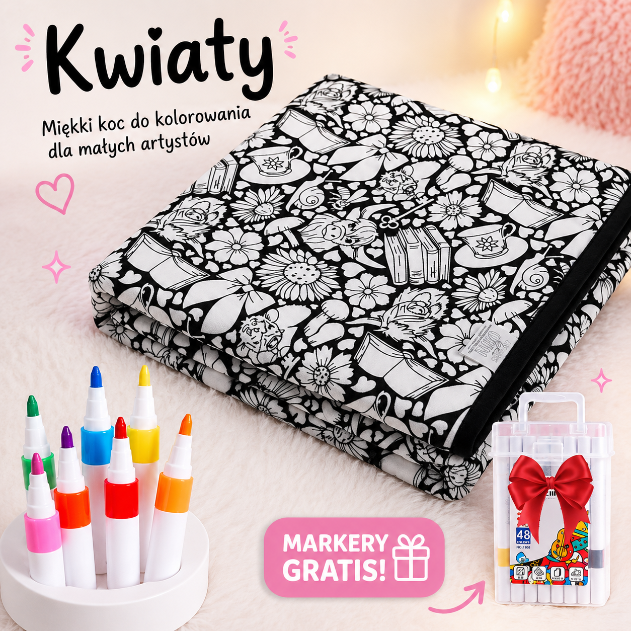 Kolorowy Kocyk - Koc który pokolorujesz sam!